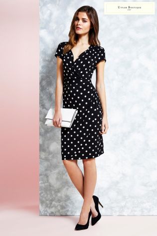 Uttam Boutique Polka Dot Jersey Wrap Dress